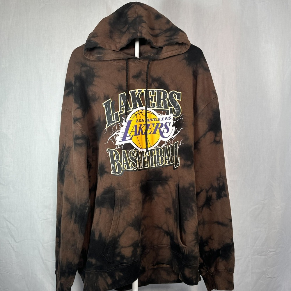 Ultra Game NBA Los Angeles Lakers Tie Dye Hoodie Mens XL Brown Black Sweatshirt
